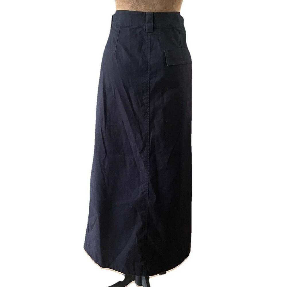 COS Navy Cargo Pencil Skirt Maxi - High Waisted Cotton Blend Size 12 - Picture 3 of 7